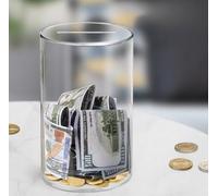 Clear Acrylic Money Box, Break to Open Piggy Bank Coin, Cash Tin and Savings, 12 * 12 * 16cm Transparent Smash Money Box for Adults or Kids to Save Birthday Money, Holiday and Christmas Fund