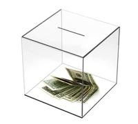 Clear Acrylic Money Box - Break-to-Open Piggy Bank for Adults and Kids, Unopenable Cash and Change Container