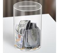 Clear Acrylic Money Box, Clear Piggy Bank, Unopenable Money Saving Box, Acrylic Coin Bank, Transparent Round Savings Jar For Girls Boys Kids Children