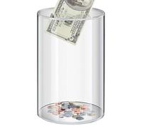 Clear Acrylic Money Box, Clear Piggy Bank, Unopenable Money Saving Box, Acrylic Coin Bank, Transparent Round Savings Jar For Girls Boys Kids Children