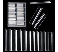 Clear Acrylic Nail Tips, 504 PCS XXL Extra Long Square Nails Tip Set, No C Curve False Nail Tips Long, Half Cover False Clear Nails Tips Set for Salons & DIY Nail Art(12 Sizes)