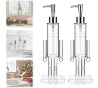 Clear Acrylic Nutcracker Soap Dispenser,Refillable Christmas Hand Soaps Bottle,Nutcracker Hand Soap Dispenser,Festive Wash Liquid Lotion Pump,Soaps Design Dispenser for Kitchen & Bathroom (2 Pcs)