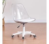 Clear Acrylic Office Chair, Height Adjustable Swivel Desk Chair, Armless Ergonomic Mid-Back Rolling Task Chair for Home Office