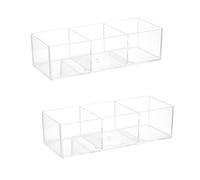 Clear Acrylic Organizer, 2Pcs Qtip Holder Dispenser with 3 Compartments Makeup Cosmetic Organizer Cotton Pads Holder Multipurpose Bathroom Dresser Organizer