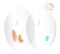 Clear Acrylic Paint Palette,2PCS Acrylic Artist Palette,Oval Shaped Non-stick Oil Paint Palette Thumb Hole,Painting Palette for DIY Art Craft Painting,Palette Mixing Tray for Watercolor,Oil Painting