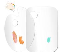 Clear Acrylic Paint Palette,2PCS Acrylic Artist Palette,Oval Shaped Non-stick Oil Paint Palette Thumb Hole,Clear Oil Paint,Art Paint Tray with Thumb Hole and Protective Film for DIY Art Craft Painting