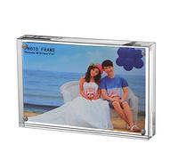 Clear Acrylic Photo Frame,Magnetic Perspex Picture Holders Table Standing Double Side Displays,10mm+10mm Thickness Transparent,Stand In Desk &Table Frames,5x7