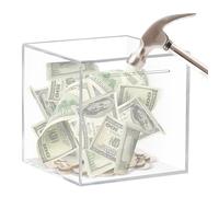 Clear Acrylic Piggy Bank - Unopenable Money Saving Jar Box For Boys and Girls