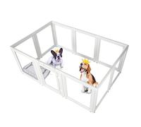 Clear Acrylic Plastic Dog Playpen Indoor - Foldable Whelping Box Crate Kennel Enclosure Fence for Small & Medium Dogs