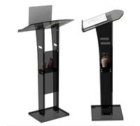 Clear Acrylic Podium Stand - Large Lectern for Church, Office, Classroom, Wedding & Restaurant - Modern Black Presentation Stand for Public Speaking & Events