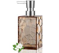 Clear Acrylic Pump Bottle Refillable Lotion Soap Dispenser 10oz Light Brown | BPA-Free, Sturdy, Plastic Empty Liquid Container for Bathroom Decor, Dish Hand Soap, Shampoo, Kitchen College Dorm