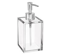 Clear Acrylic Refillable Liquid Hand Soap Dispenser with Rust Proof Stainless Steel Pump, Modern Square Bathroom Vanity Soap Dispenser | 12 oz, 1 Pack