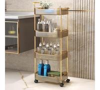 Clear Acrylic Rolling Storage Cart - 4-Tier Mobile Shelves With Handle & Lockable Wheels, Easy Mobility & Space-Saving Solution For Bathroom, Kitchen & Utility Organization