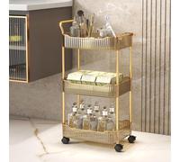 Clear Acrylic Rolling Storage Cart - 4-Tier Mobile Shelves with Handle & Lockable Wheels for Bathroom, Kitchen & Utility Organization, Easy Mobility & Space-Saving Solution