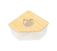 Clear Acrylic Sandpit with Wooden Lid for Hamsters, Ideal for Small Animal Bathing. Gift for Decoration And, Pentagram L