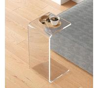 Clear Acrylic Side Table - Modern C-Shaped End Table Round Edges Small Coffee Table for Living Room & Bedroom No Assembly Required Versatile Bedside & Sofa Table