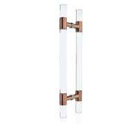 Clear Acrylic Sliding Barn Door Handle Modern Double Sided Push Pull Bar Handle for Shower Glass Wooden Door(Rose Gold,L100cm/39.2inch)