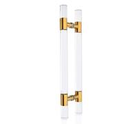 Clear Acrylic Sliding Barn Door Handle Modern Double Sided Push Pull Bar Handle for Shower Glass Wooden Door(Gold,L80cm/31.5inch)
