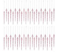 Clear Acrylic Snowflake Icicle Ornaments 48pcs 5.12x0.79 Inch Pre-Strung | Includes 48 ornaments in clear color ready to hang on tree or garland reusable for Christmas and winter events