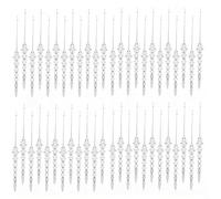 Clear Acrylic Snowflake Icicle Ornaments 48Pcs 5.12x0.79in Pre-Strung | Includes transparent snowflake-style icicle design made for easy hanging suitable for winter parties and reusable decor