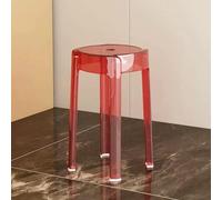 Clear Acrylic Stackable Stool, 18 Inch Transparent Bar Stool, Lightweight Indoor Seating Chair for Kitchen, Living Room, Bathroom and Café Use(Color:Red,transparent)