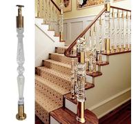 Clear Acrylic Stair Baluster Posts, Modern Indoor Transparent Crystal Baluster Spindle, Floor Mount Decorative Stairway Balusters, for Indoor Stairs, Villa, Porch, Corridor, Deck(Clear,80x850mm)