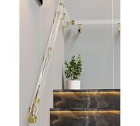Clear Acrylic Stair il Kit - Non-Slip Indoor Railing 3ft to 20ft Lengths Crystal Transparent Gold Finish No Bubbles Perfect for Stairs Modern Design