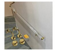 Clear Acrylic Stair il with Gold Brackets - Non-Slip Wall-Mounted 90cm (3ft) Transparent Indoor Railing for Modern Home Safety and Style