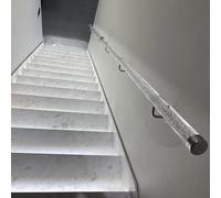Clear Acrylic Stair Railing - 17.4ft Transparent Crystal Guardrail for Indoor Stairs Home Kindergarten Hallway & Loft - Silver Bracket Options: 3ft to 20ft