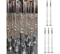 Clear Acrylic Stair Railing Balustrade Posts - 5 Pack Silver Metal Bracket & Base 31.5in Interior Guardrail Spindles for Safe Staircase Banister Decor