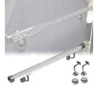 Clear Acrylic Stair Railing Kit 3.3ft Round Rod with Metal Brackets Nonslip Transparent Crystal Design for Indoor/Outdoor Steps Safe Bubble Protection