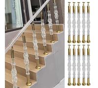 Clear Acrylic Stair Spindles10 PCS Gold Crystal Balusters for Interior Staircase Railing 85cm (33 1/2") with Mounting Screws Modern Staircase Balustrades