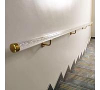 Clear Acrylic Staircase Handrail Kit with End Caps & Brackets, Indoor Outdoor Stairs Handrail for Wall/Acrylic Stair Balusters, Safety Stair Railing Grab Bar(Gold Bracket,260cm/8.5ft)