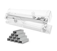 Clear Acrylic Stapler with 1000 Standard 1/4" Staples, Modern Silver Metal Office Desk Stapler, Stylish Transparent Heavy-Duty Design for Desktop Decor, Home, Business, School, Classroom Supplies