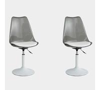 Clear Acrylic Swivel Dining Chair Tulip Shape with PP Backrest & PU Cushion Adjustable Height 360° Armless Kitchen Chair Round Base Supports 350 lb Capacity