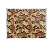 Clear Acrylic Tray Rectangle Animal Python Fur Print Brown Acrylic Serving Tray 12X16 Spill-Proof decoración