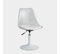 Clear Acrylic Tulip Swivel Dining Chairs - Adjustable Height 360° Armless Kitchen Chair with PP Backrest & PU Cushion Modern Round Base Supports Up to 350 lbs