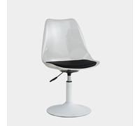 Clear Acrylic Tulip Swivel Dining Chairs - Adjustable Height 360° Armless Kitchen Chairs with PU Cushion & PP Backrest Round Base Load Capacity 350 lb