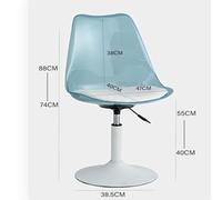 Clear Acrylic Tulip Swivel Dining Chairs Adjustable Height 360° Swivel Armless Kitchen Chairs with PU Cushion & PP Backrest White Round Base Supports 350 lbs