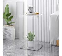 Clear Acrylic U shaped Side Table for Small Spaces Multipurpose Living Room Bedroom Balcony Furniture (23.6 inches)