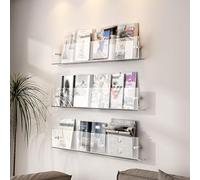 Clear Acrylic Wall Mounted Magazine Rack for Organized Literature Storage and Display