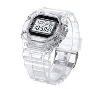 Clear Action Watch - Luminous Display Screen, Durable Case, Electronic Square | Modern Wrist Accessory for Daily Workout, Gym, Exercise
