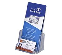 Clear-Ad - Acrylic Trifold Brochure Holder with Business Card Pocket - Rack Card Display - Pamphlet Stand - LHF-P100 (Single Pack)