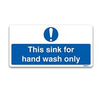 Clear and Visible Sink For Hand Wash Only Sign - Self-Adhesive Vinyl Safety Stickers - Conforms to Safety Standards - Easy Application - 200x100mm