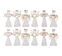 Clear Angel Glass Ornaments - 12PCS Mini Hanging Guardian Angels for Christmas Tree