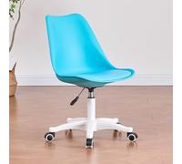 Clear Armless Acrylic Office Chair with Wheels - 360° Swivel, Height Adjustable, Ergonomic Design - Modern Cute Vanity & Home Office Desk Chair in Blue