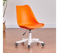 Clear Armless Acrylic Office Chair with Wheels, 360° Swivel, Height Adjustable Ergonomic Desk Chair, Modern Cute Rolling Vanity Chair for Home Office, Orange