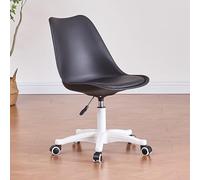 Clear Armless Acrylic Office Chair with Wheels - 360° Swivel, Height Adjustable, Ergonomic Modern Desk Chair for Home Office, Cute Rolling Vanity Chair in Black