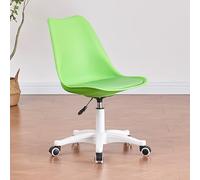 Clear Armless Acrylic Office Chair with Wheels - 360° Swivel Height Adjustable Ergonomic Modern Desk Chair for Home & Office - Cute Green Rolling Vanity Chair