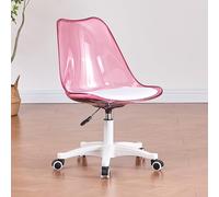 Clear Armless Acrylic Office Chair with Wheels 360° Swivel Height Adjustable Ergonomic Rolling Desk Chair for Home & Office Modern Cute Vanity Chair Comfortable Computer Seating
